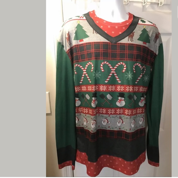 FAUX REAL Christmas Sweater Shirt Tee Candy Cane - Picture 7 of 7